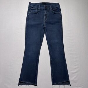 Mother Lil Insider Crop Step Fray Night In Venice Jeans Womens 25 Blue Mid Rise